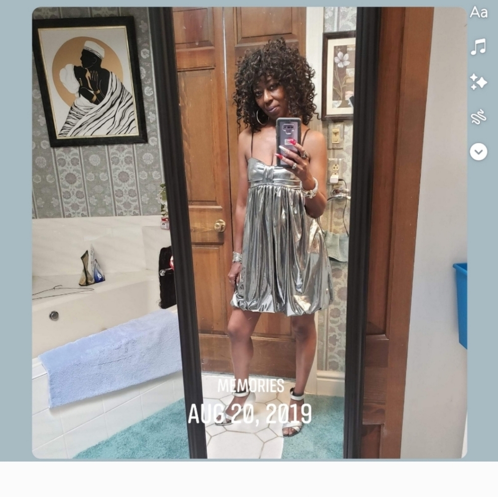 Chic Metallic Silver Dress - Picture 7 of 7